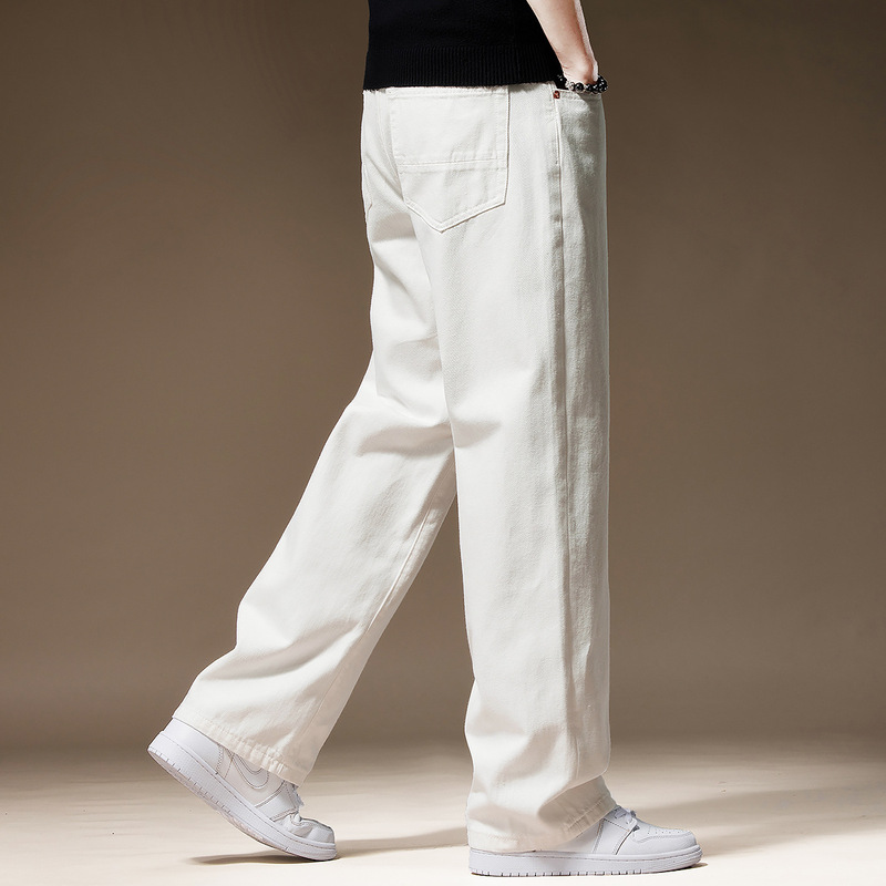 High-End White Wide-Leg Straight Jeans for Men, New Spring and Autumn Clanfit Simple Versatile Casual Pants for Men High-End White Wide-Leg Straight Jeans for Men, New Spring and Autumn Clanfit Simple Versatile Casual Pants for Men