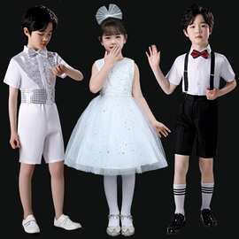 六一儿童节演出服公主裙礼服洋气白色蓬蓬纱裙连衣裙幼儿园毕业照