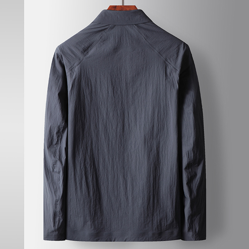 Men's Clothing lapel seamless thin version single layer coat young and middle aged luxury casual skin clothing_voghion.com