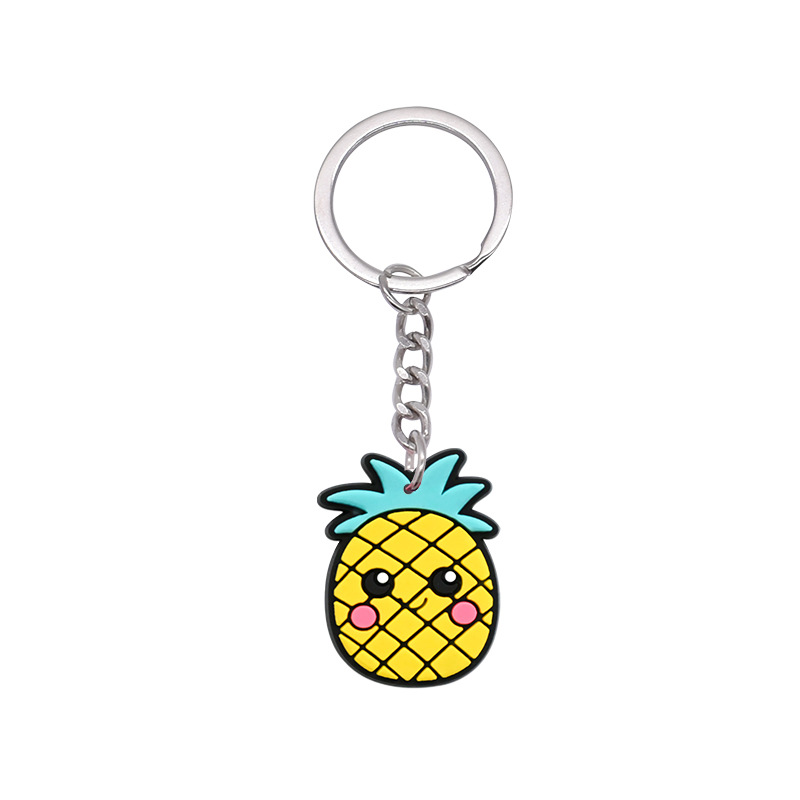 Llavero de PVC con simulación de frutas, colgante de metal de goma suave, decoración de pasteles y dulces, regalo para niñas, venta al por mayor