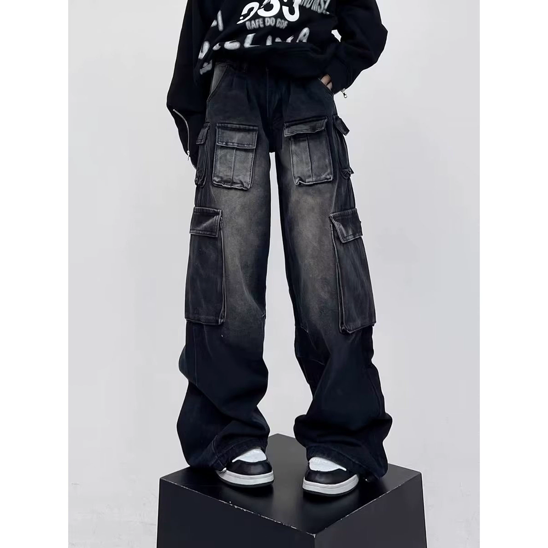 2024 американский уличный дизайн чувство широкие ножки комбинезоны для мужчин и женщин свободные прямые джинсы с водой в стиле ретро