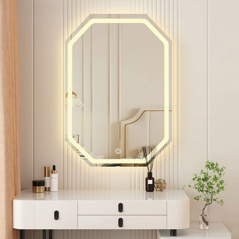 Умное зеркало для макияжа, квадратное зеркало с подсветкой, зеркало для спальни с подсветкой, персонализированное светящееся зеркало, зеркало для ванной комнаты, настенное зеркало для ванной комнаты