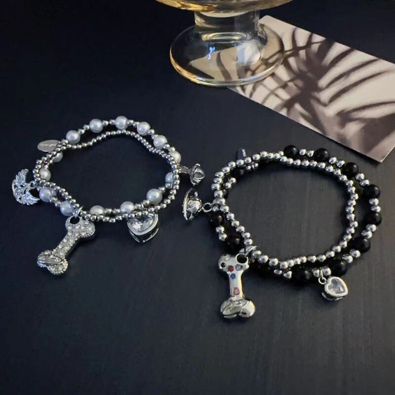 Multi-layer pearl bead chain bracelet Diamond bone inlaid zirconium love bracelet niche design sweet cool all-match bracelet Multi-layer pearl bead chain bracelet Diamond bone inlaid zirconium love bracelet niche design sweet cool all-match bracelet