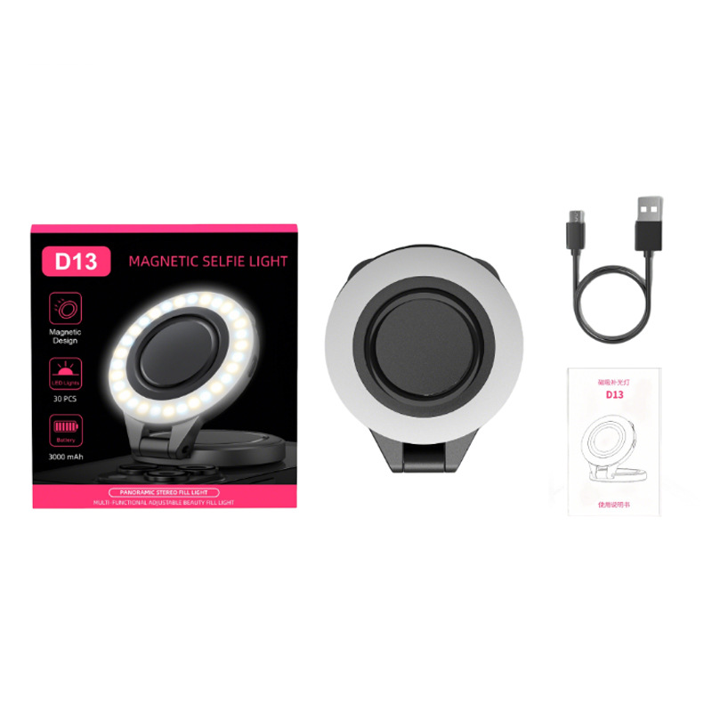 D13 redondo en vivo fotos lámpara LED mini lámpara de bolsillo lámpara de belleza tricolor lámpara de absorción portátil de teléfono móvil