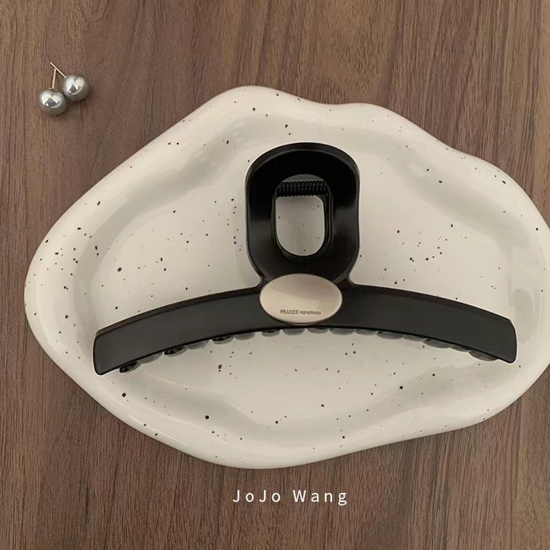 Modische Große Haarspange In Schwarz Und Silber Für Das Haar_voghion.com