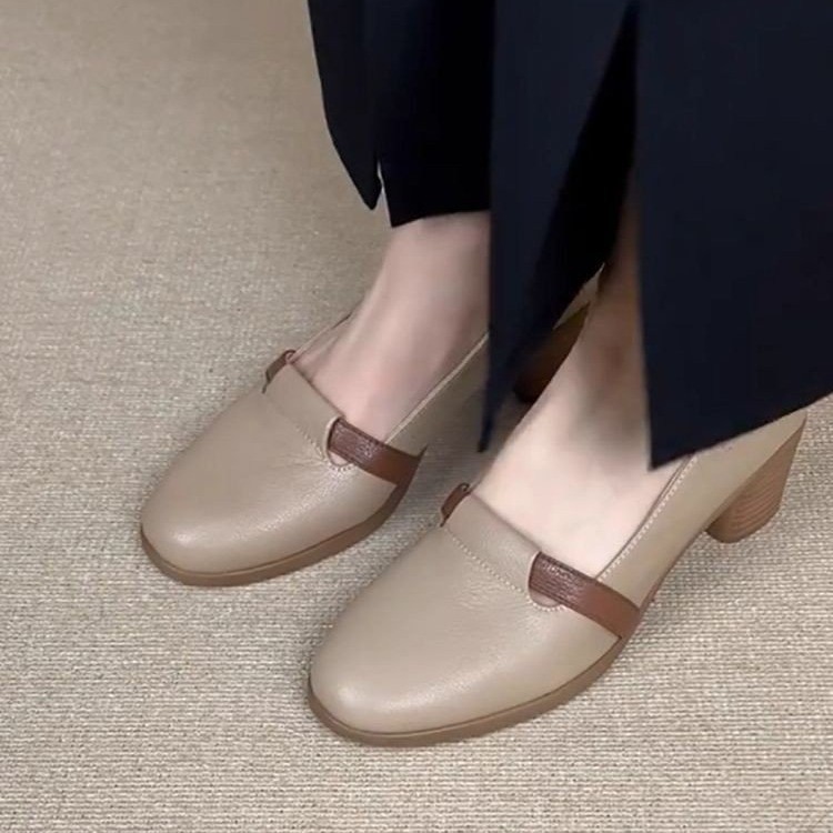 2026 nuevos zapatos de verano para mujeres de hadas francesas suaves zapatos poco profundos zapatos lefour de talón grueso