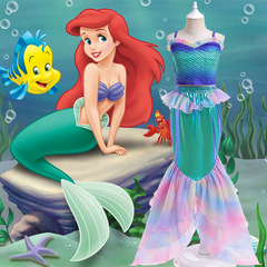 Amazon cosplay Little Mermaid movie style children's set for girls, two-piece fish-tailed swimsuit with spaghetti straps