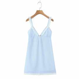 吊带连衣裙春跨境欧美风女装条纹花边跨境欧美风图片色涤纶其他