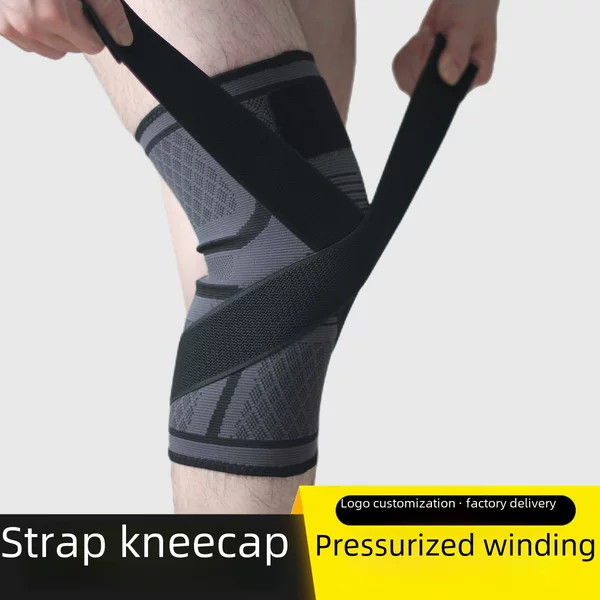 Pressure Strap Winding Kneepad Basketball Running Fitness Riding Knitted Sports Kneepad Compressed Breathable