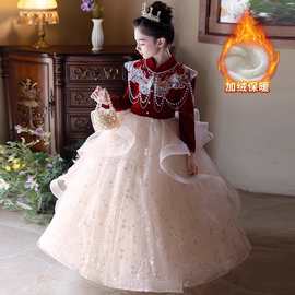 中国风儿童礼服中式新款生日宴公主裙花童婚礼小女孩钢琴演出服