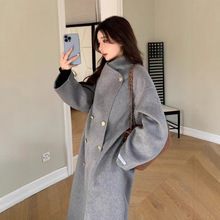 长毛高级感超好看灰色羊绒双面呢子大衣女秋冬加厚宽松羊毛呢外套