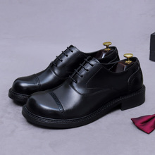 男士牛皮真皮复古简约雕花三接头休闲牛津婚礼结婚正装商务皮鞋男