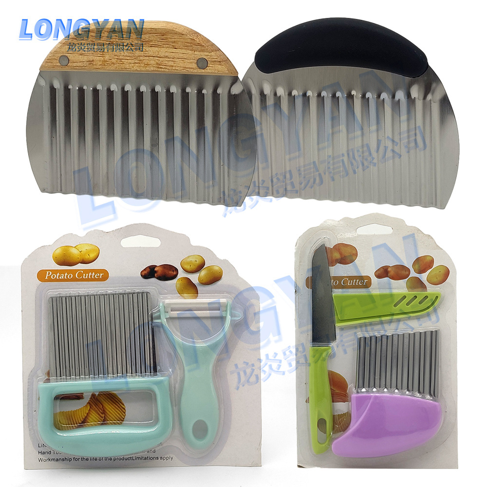 Cortador de patatas de dientes de lobo cortador de patatas ondulado cuchillo de onda doméstico cortador de verduras herramienta de corte de patatas fritas
