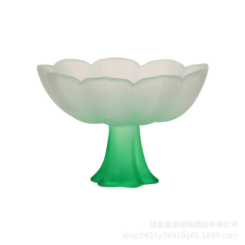 Taza de café de estilo chino flor esmerilado personalidad creativa gradiente rosa verde loto taza de vidrio de pies altos taza de té kung fu