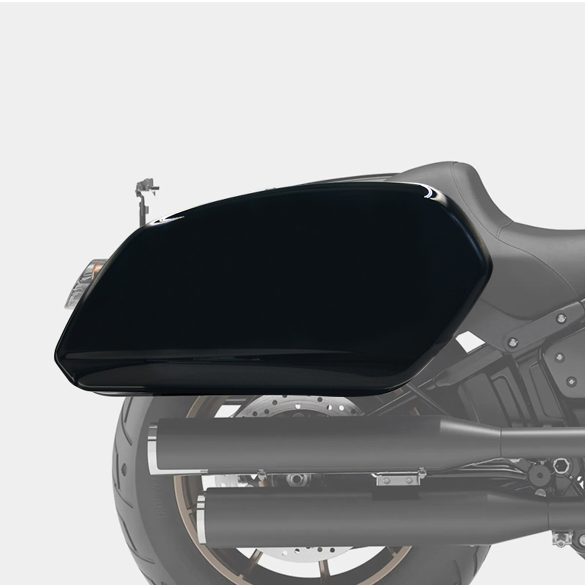 Motorcycle Side Boxes Suitable for Harley Street Bob, Road King, Low Rider S, with Protective Bars