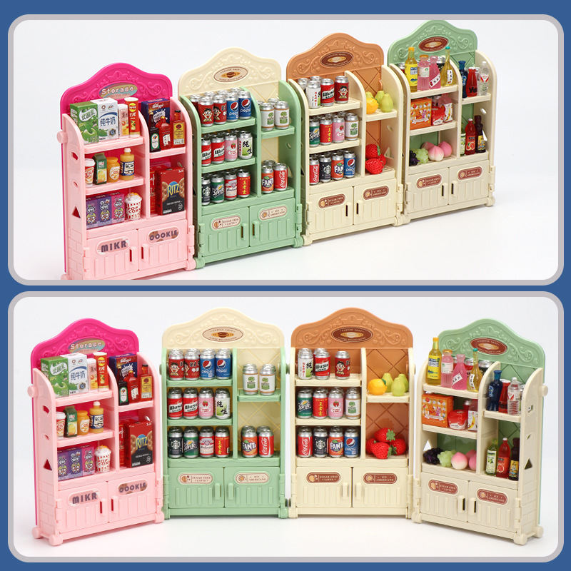 ミニシミュレーションスーパーマーケットの食料品棚、キャビネット、マイクロランドスケープデスクトップオーナメント、子供用ごっこ遊びおもちゃ|undefined