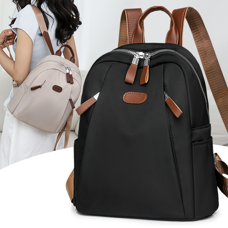 Mochila de gran capacidad para mujer 2024 nueva mochila de nailon para mujer de color de contraste para estudiantes universitarios