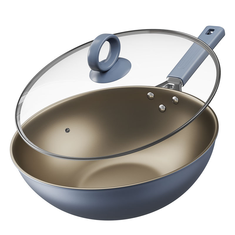 Caja antiadherente resistente al desgaste con titanio sin humo de aceite casero cocina de horno general para fritar verduras con un golpe de limpieza