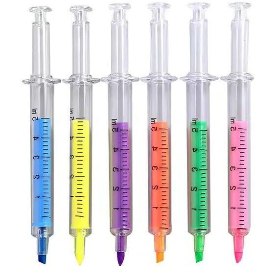 粉橙少女手账针管笔 黄色紫色蓝色绿色 透明粉色橙色塑料笔广告笔