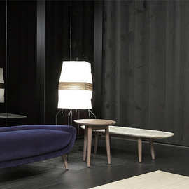 定制JS轻奢白蜡木茶几民宿休闲椭圆形天然大理石公寓洽谈咖啡桌