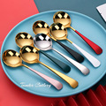 网红小圆勺304不锈钢小饭勺创意勺子调羹汤勺儿童吃饭可爱圆头勺