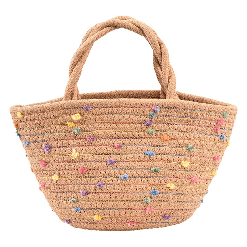 Bolso de Paja Tejida, Estilo Nuevo y Simple, Bolso de Mujer Moderno y Popular en Internet, Bolso de Hombro, Bolso Versátil Estilo Ins, Bolso Tote, Bolso Tipo Cubo.