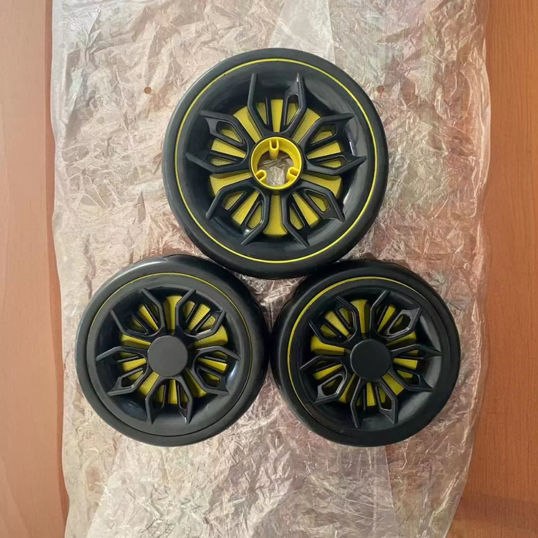 Accesorios del cochecito de los niños triciclo ampliado espuma mudo rueda plástico macho y hembra bebé mano empuje neumático la bicicleta