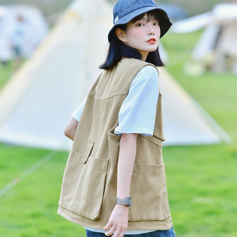 休闲复古春秋马甲女夏季薄款外穿搭宽松无袖马夹坎肩新款背心外套|undefined