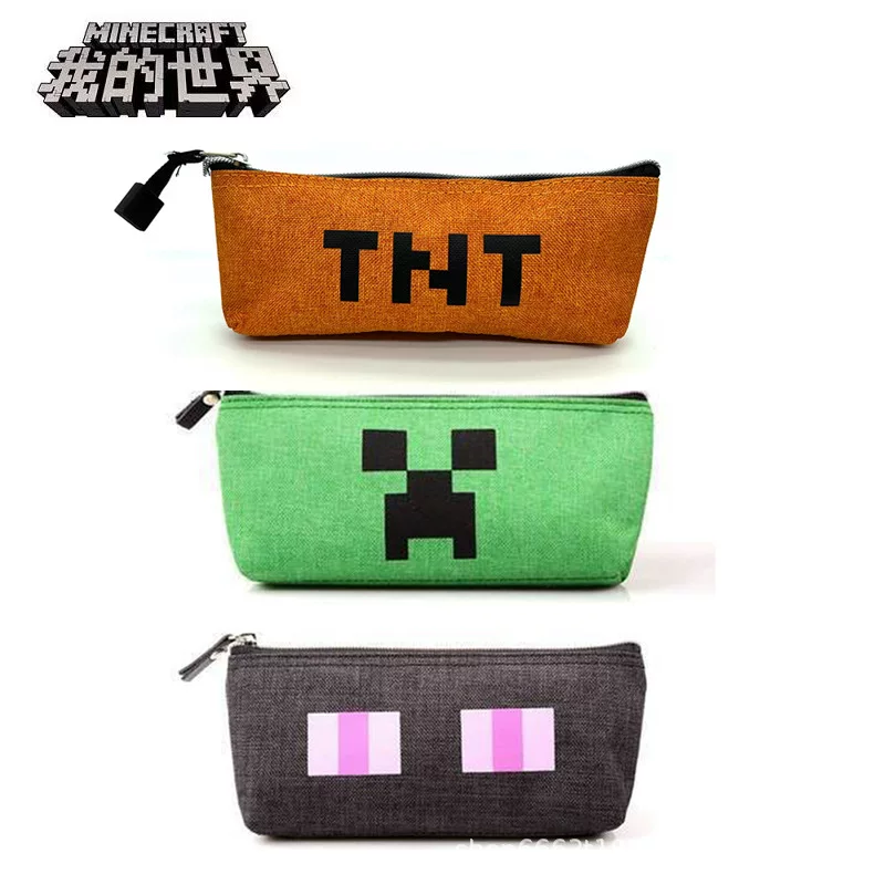 Пенал (Minecraft) с дизайнами Эндермена, Крипера и TNT — студенческий, 20×9 см