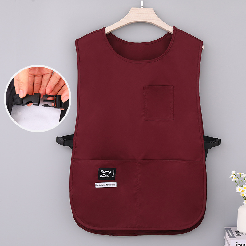 Nuevo chaleco delantal anti-pollución de aceite a prueba de agua cocina doméstica catering barista ropa de trabajo hombro delantal red roja