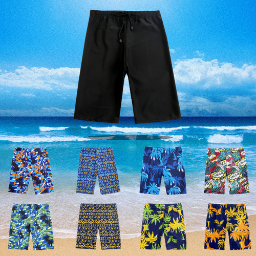 Nylon  New Men's Swim Trunks Beach Shorts Long Leg Five-Pocket Pants Anti-Embarrassment Fat and Large Quick-Drying Swim Trunks