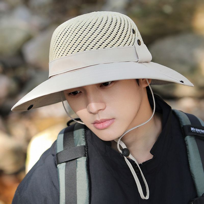 屋外通気性夏漁師帽男女キャンプ登山日焼け止め帽子釣り日除け西部カウボーイ帽|undefined
