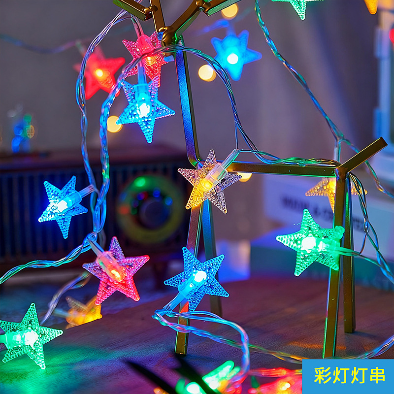 Año Nuevo LED lámpara de decoración de navidad estand luces de atmósfera al aire libre acampando estrella estrella de color a prueba de agua lámpara de luz de cadena