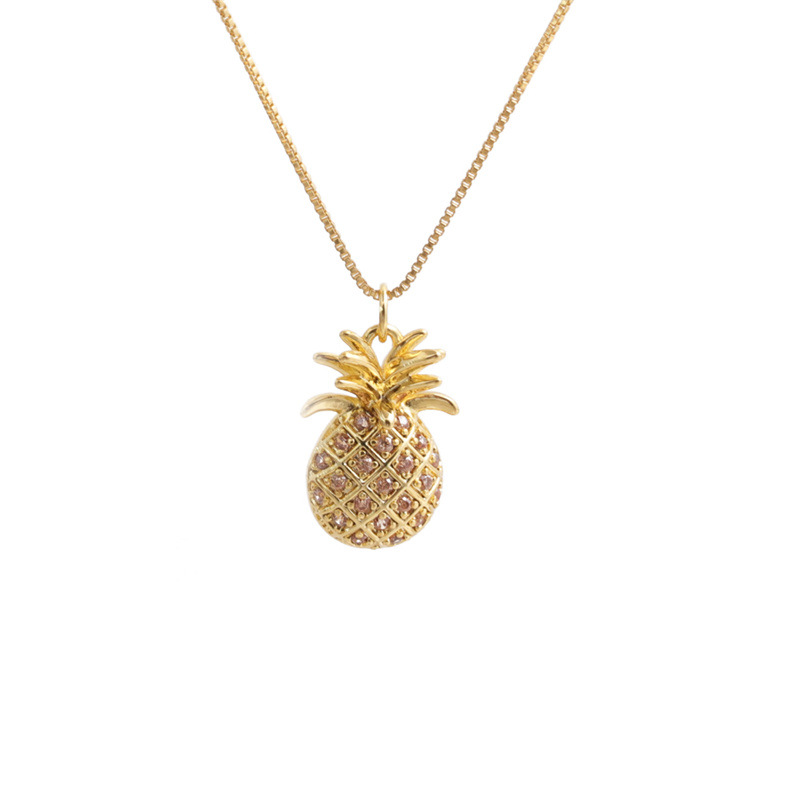 fashion zirconcopper zircon pineapple pendant necklacepicture4