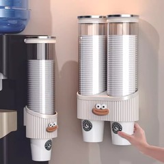使い捨てカップカップ取り出し器大口径穴なし冷水機自動紙コップ透明壁掛け棚