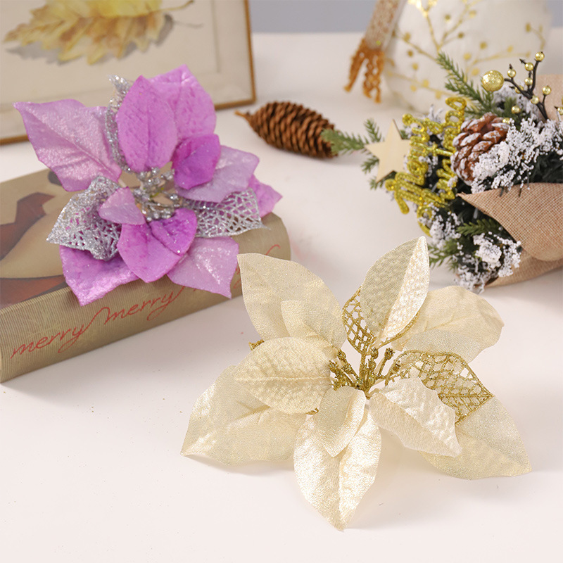 2025 flores de navidad simuladas flores de navidad árbol de navidad accesorios de guirnaldas decoración de árbol de navidad decoración de caña al por mayor