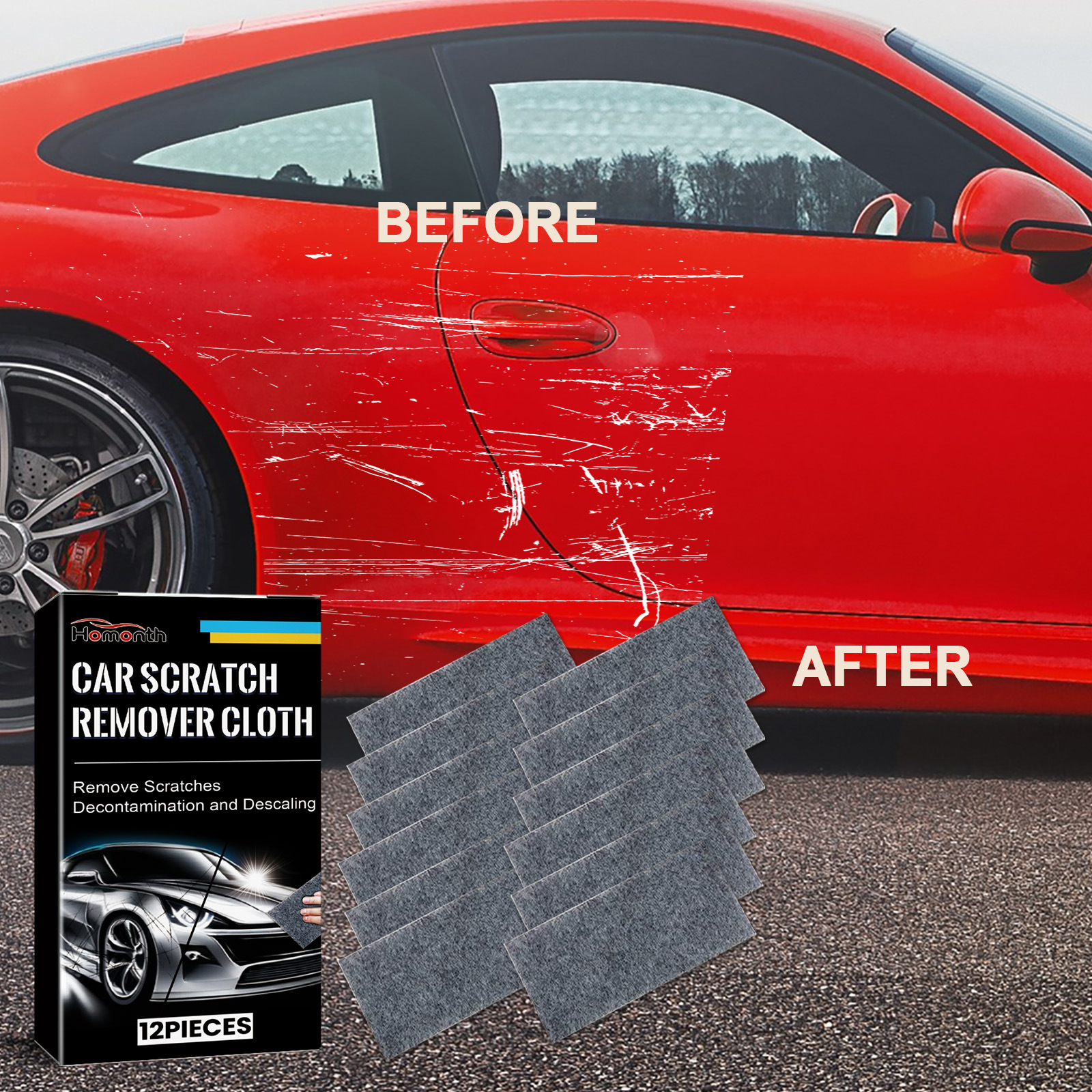 Cross-Border Hot-Selling Product Homonth Car Scratch Care Cloth, Car Paint Scratch Polishing, Repair, Touch-Up, Maintenance, and Refurbishment