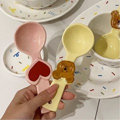 Ceramic spoon with cute candy color, Instagram-style small soup spoon, popular household eating spoon, high-quality long-handled spoon, dessert spoon