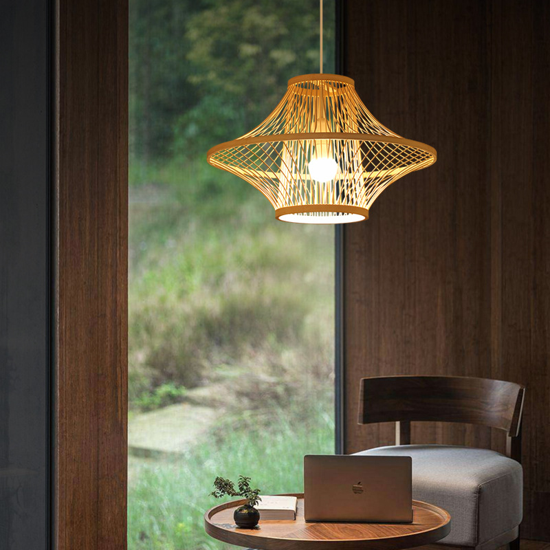 Lámpara de bambú cama y desayuno japonés antiguo linterna bambú arte personalizado lámparas creativas restaurante chino casa té Zen iluminación