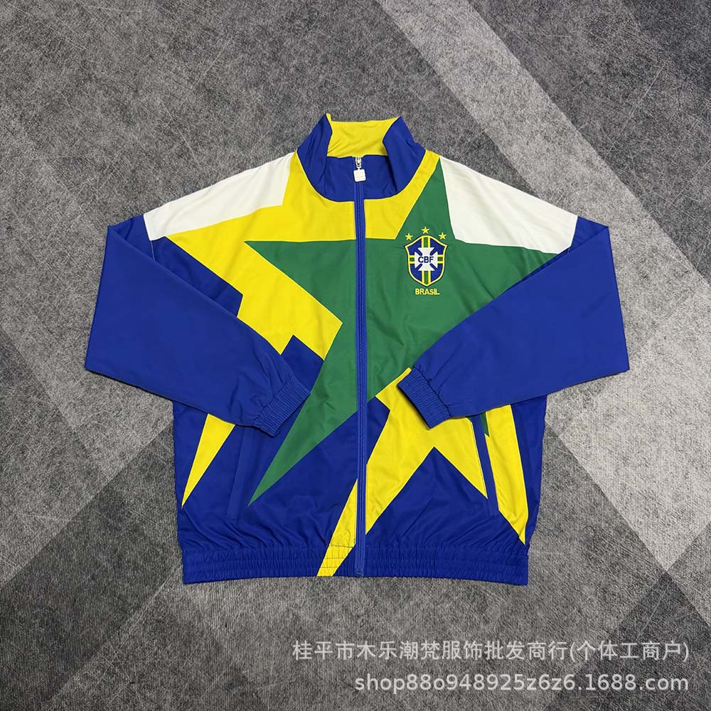 Vintage 9394 season Brazilian team jacket for men, pre-match football training warm-up jacket, windproof coat, cross-border shipping