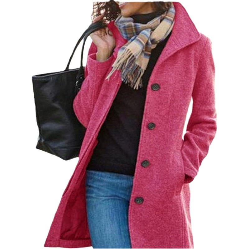 В наличии 2024 весна-осень новое многоцветное шерстяное Женское пальто разных размеров, пальто-кардиган средней длины с несколькими пуговицами AliExpress