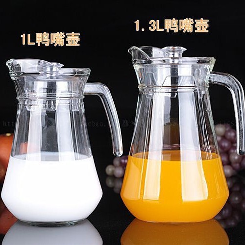 Promotional hotel glass duckbill pot with transparent glass tucked…