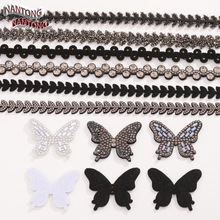 立体烫钻蝴蝶配件鞋花适配洞洞鞋发饰发夹 配饰满钻服装贴片配件