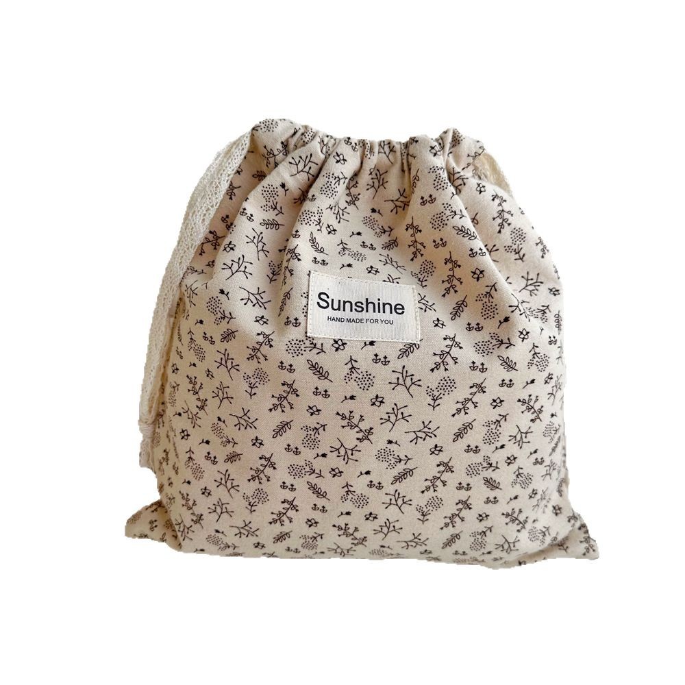 Ins estilo mori algodón cepillado color tierra floral bolsa de cordón clasificación en el hogar bolsa de almacenamiento bolsa de viaje grande