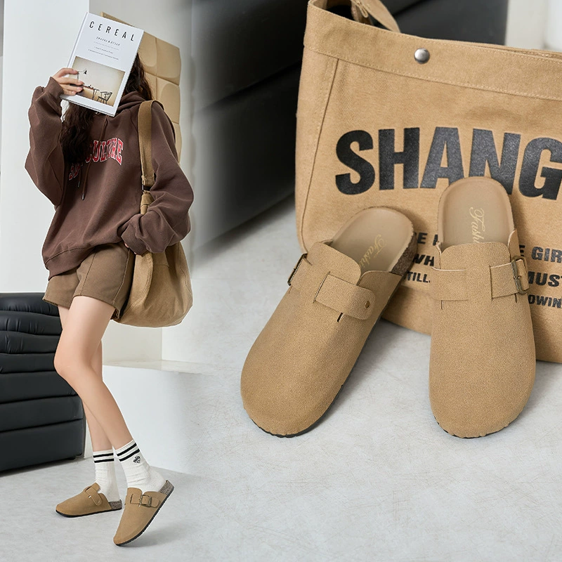 Женские тапочки на толстой подошве в стиле Birkenstock, новинка весны и осени 2025 года, модные полуботинки без застежек, удобные женские туфли без шнуровки, обувь в стиле Birkenstock.