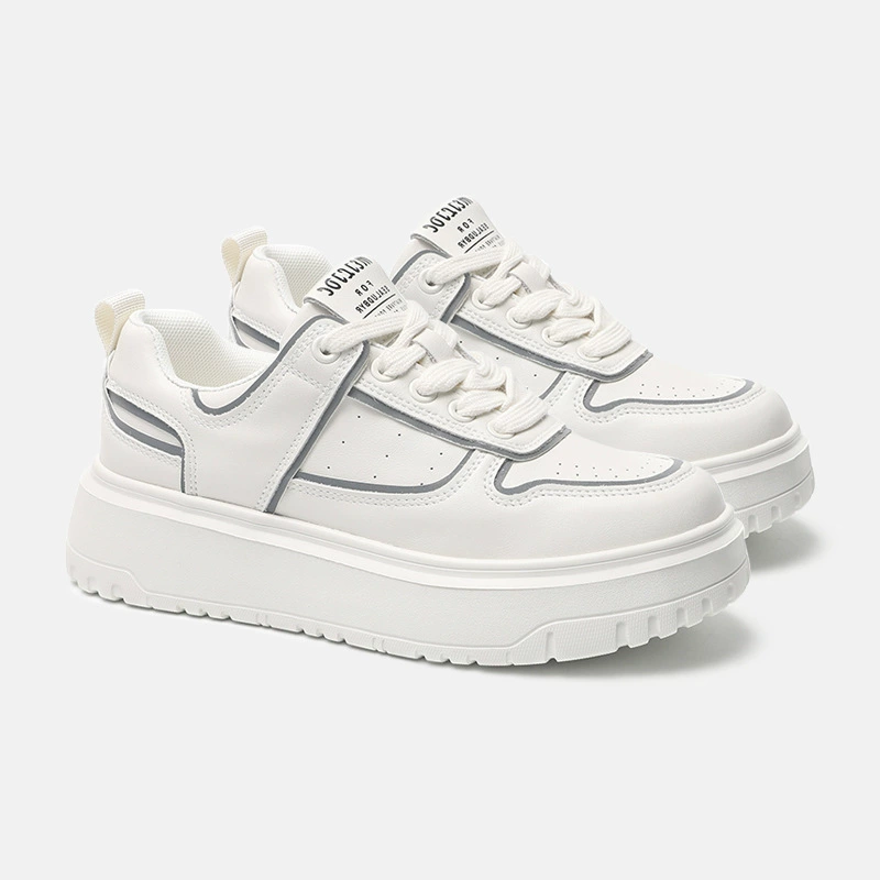 Белые туфли из натуральной кожи, женские туфли на толстой подошве, новинка весны 2025, повседневная универсальная модная обувь на плоской подошве x1005