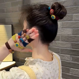 韩系高颜值M豆发圈彩色糖果头绳简约可爱发绳扎头发高弹力不伤发