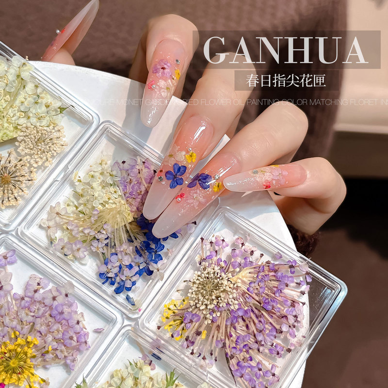 Floral Nail Art Accessories, Fresh Multi-Colored Dried Flowers Mixed with Nail Decoration Materials Package, Wholesale Dried Flower Nail Art Materials Mixed Pack