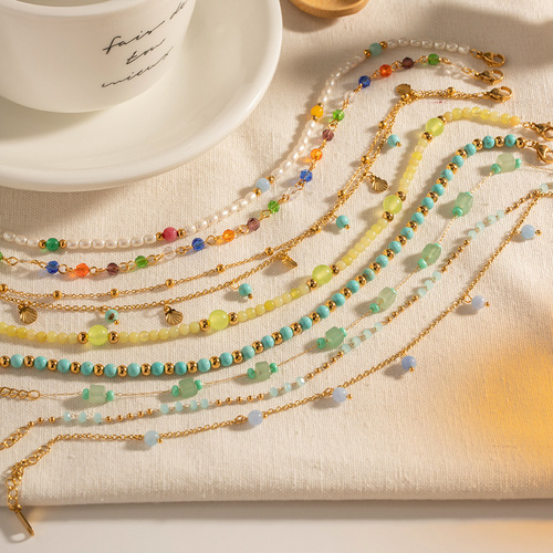 Euramerican cross-border niche beach versatile women minimalist bohemian colorful rice bead ankle chain bohemian-style ankle accessory