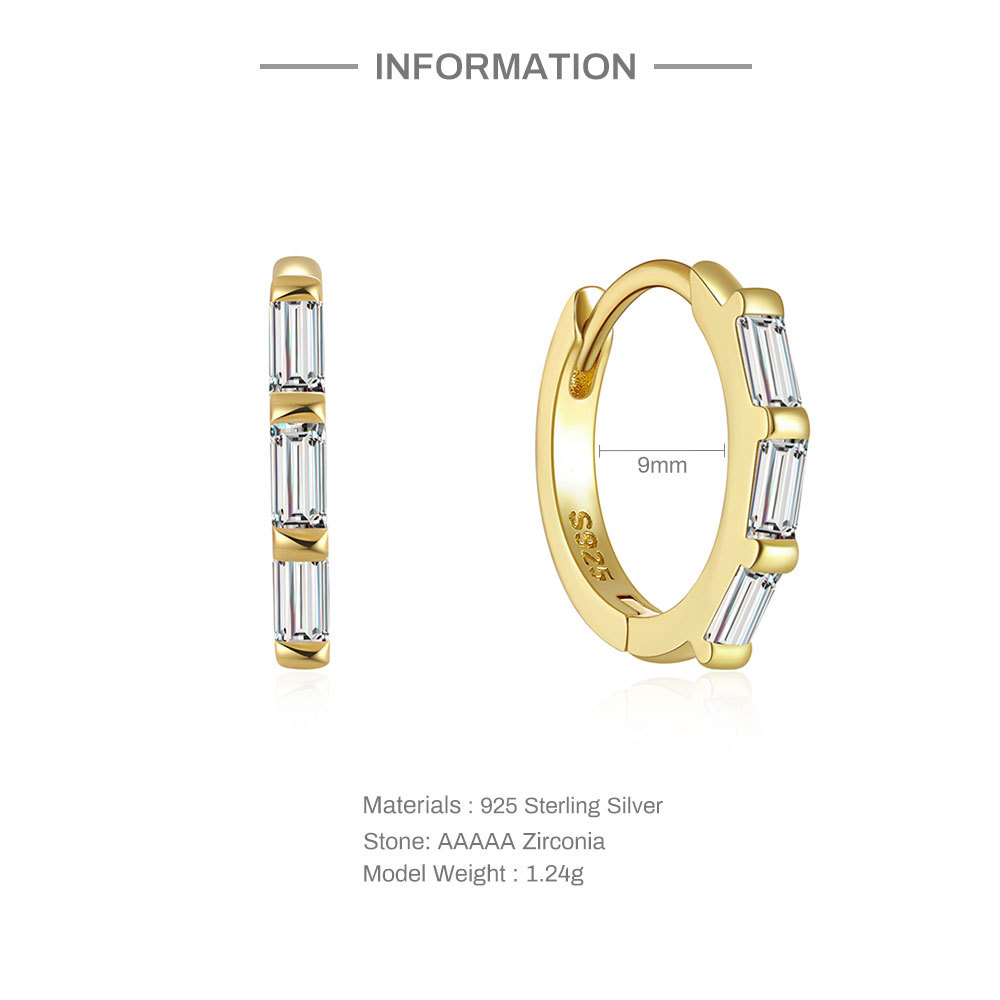 Fashion Round Silver Inlaid Zircon Earrings 1 Pair